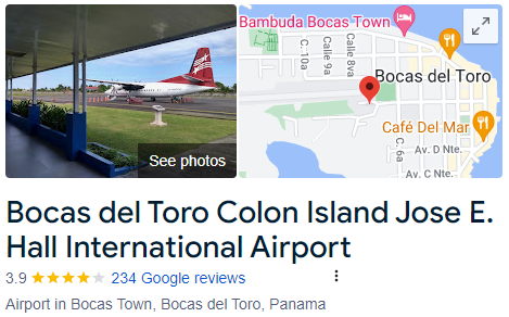 Bocas del Toro Colon Island Jose E. Hall International Airport Assistance 